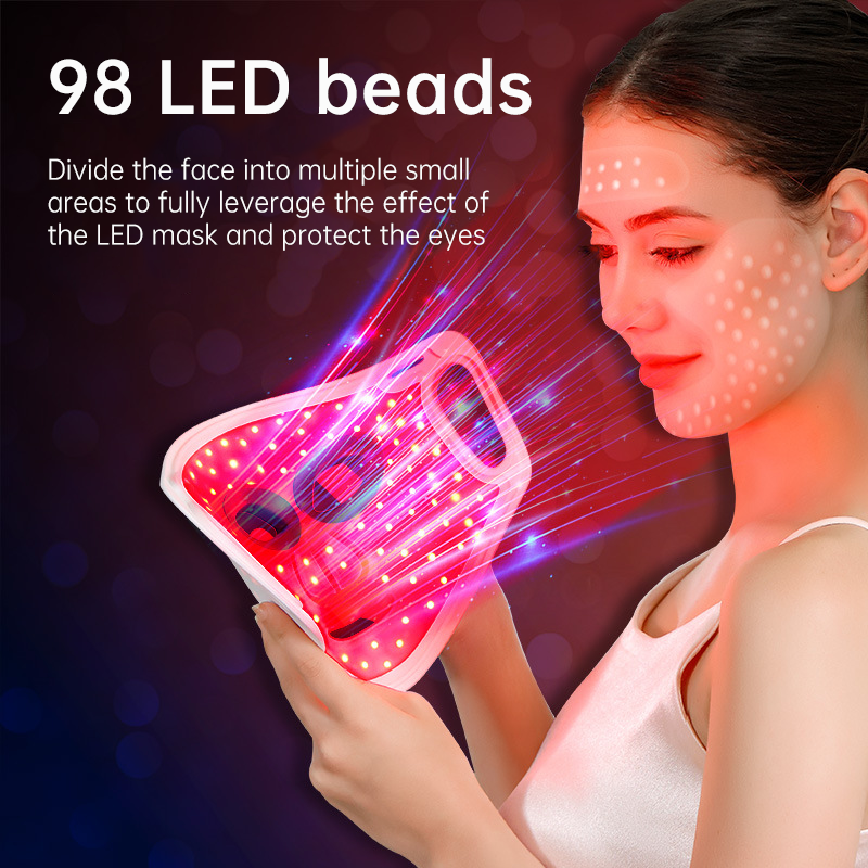 LED Facial Phototherapy Mask with 98 Light Beads – Red, Blue, Green & Purple