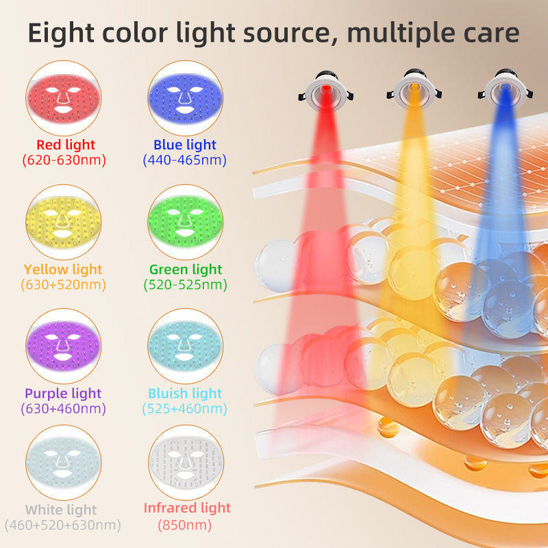 8-Color LED Light Therapy Silicone Beauty Mask for Skin Rejuvenation