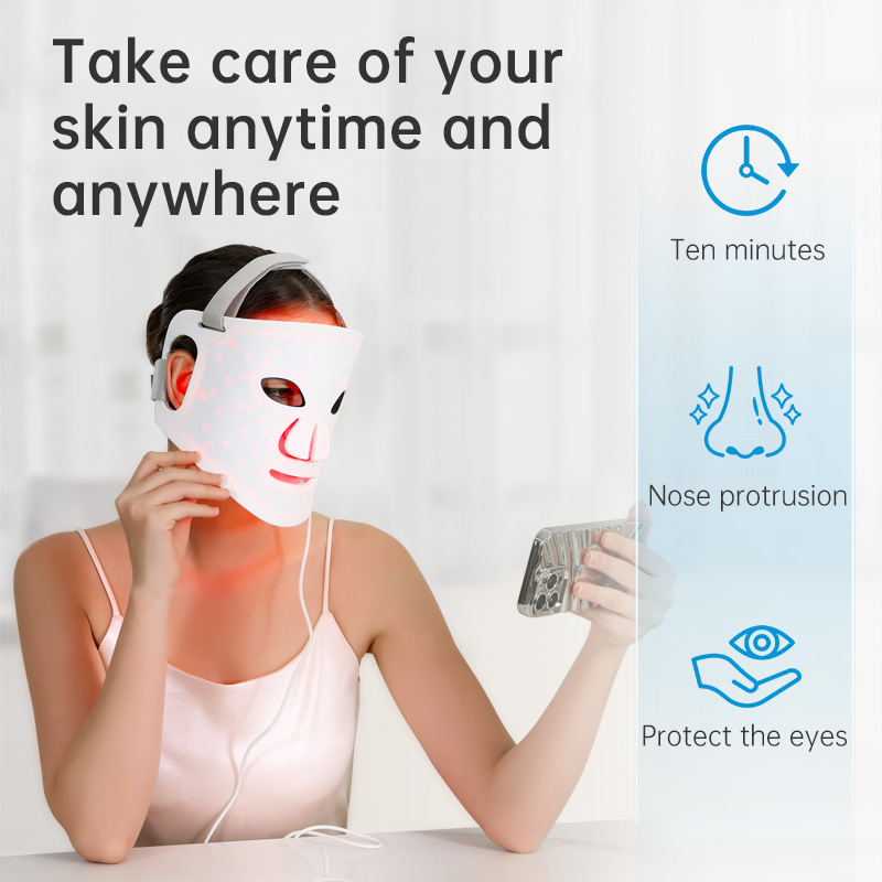 LED Facial Phototherapy Mask with 98 Light Beads – Red, Blue, Green & Purple