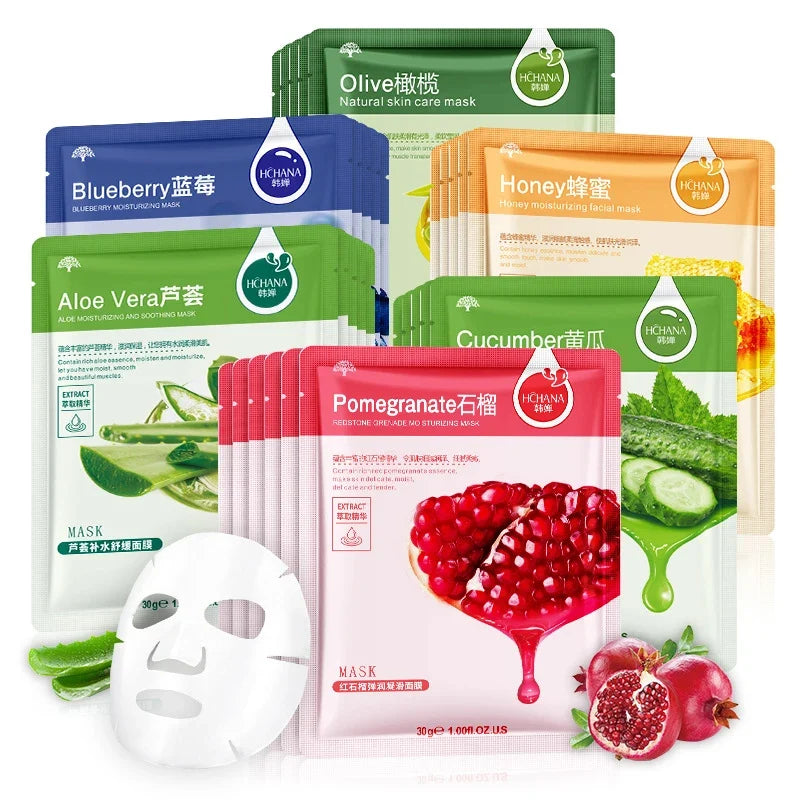 Natural Plant-Based Korean Sheet Face Mask (10-Pack)