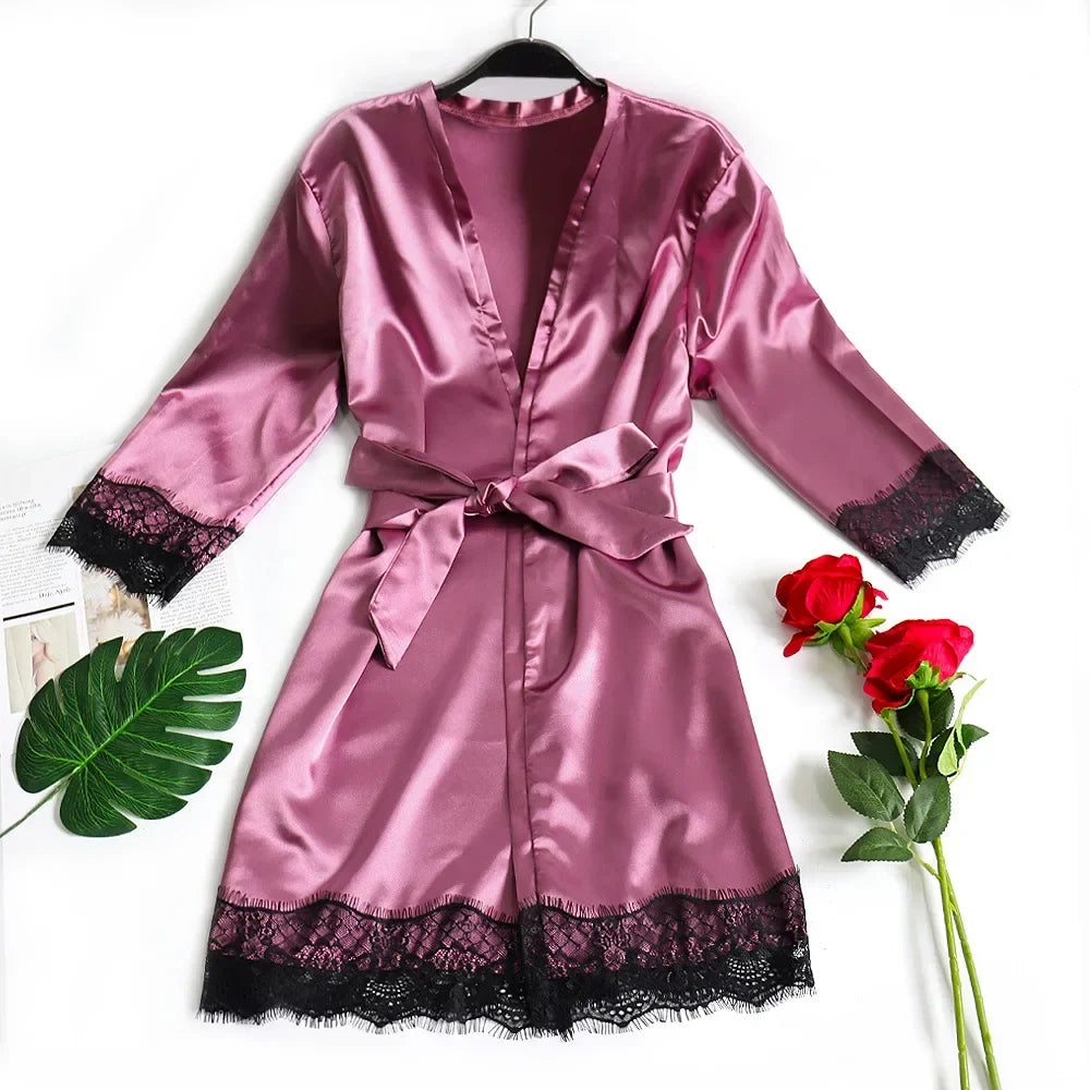 Lace & Satin Kimono Robe Set – Luxe Sleepwear & Loungewear for Women