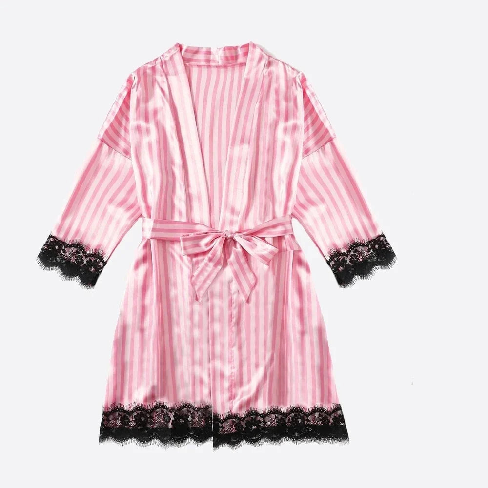 Lace & Satin Kimono Robe Set – Luxe Sleepwear & Loungewear for Women