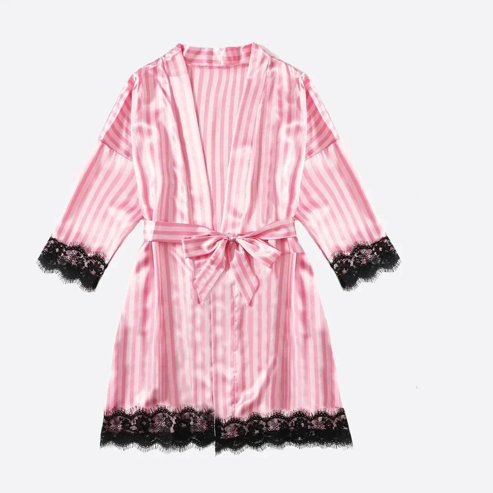 Lace & Satin Kimono Robe Set – Luxe Sleepwear & Loungewear for Women