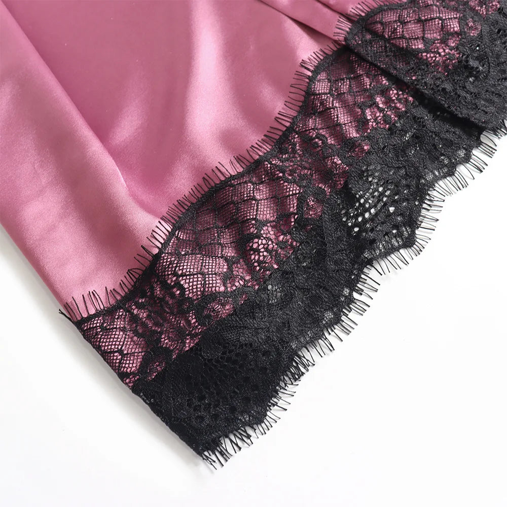Lace & Satin Kimono Robe Set – Luxe Sleepwear & Loungewear for Women