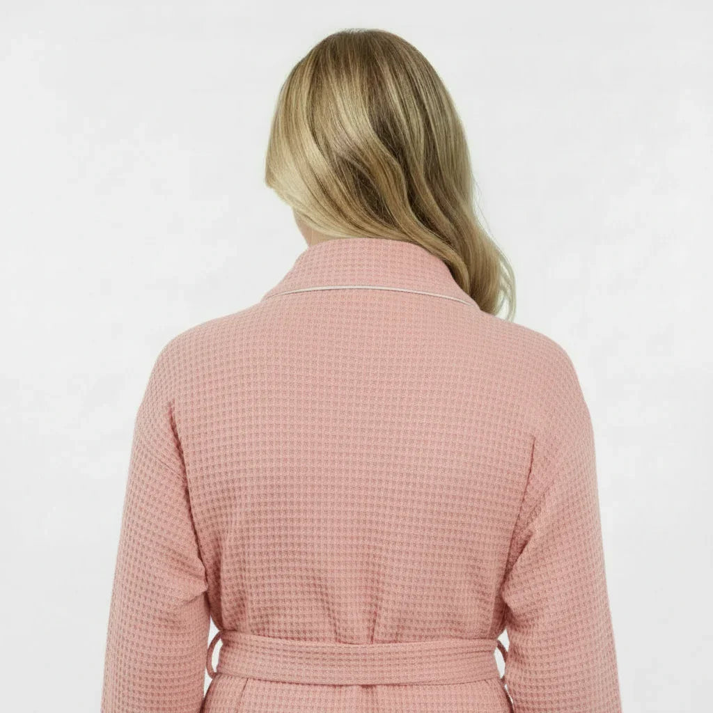 Women's Waffle Piping Bathrobe – Lightweight Spa-Style Comfort