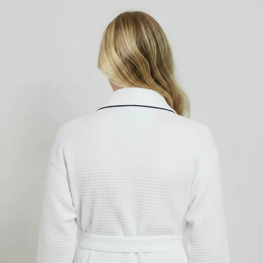 Women's Waffle Piping Bathrobe – Lightweight Spa-Style Comfort